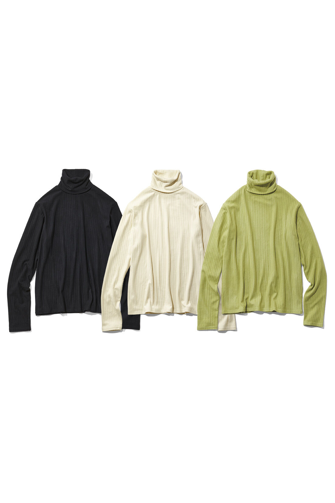 Real Stock|シロップ．　表起毛で気持ちいい　ぐいっと伸びるリブタートル〈イエローグリーン〉|※これは参考画像です。