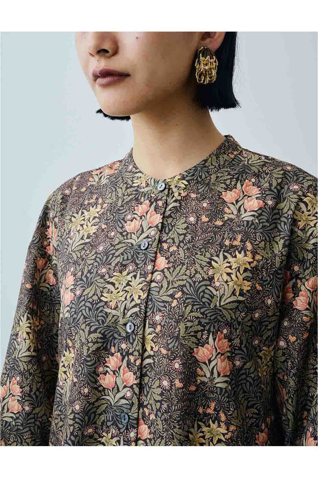 Real Stock|MEDE19F　〈MORRIS Gallery〉プリントロングワンピース〈CHRYSANTHEMUM柄〉
