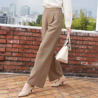 Real Stock | 大人のセミワイドパンツ〈ベージュ〉ＩＥ