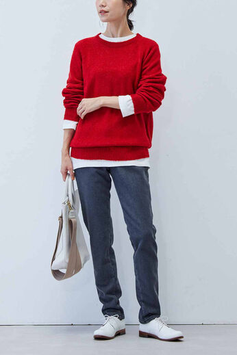 realstock [リアルストック]（Express BOX） | ふんわりやさしいヤク混素材のウォッシャブルニットトップス〈レッド〉