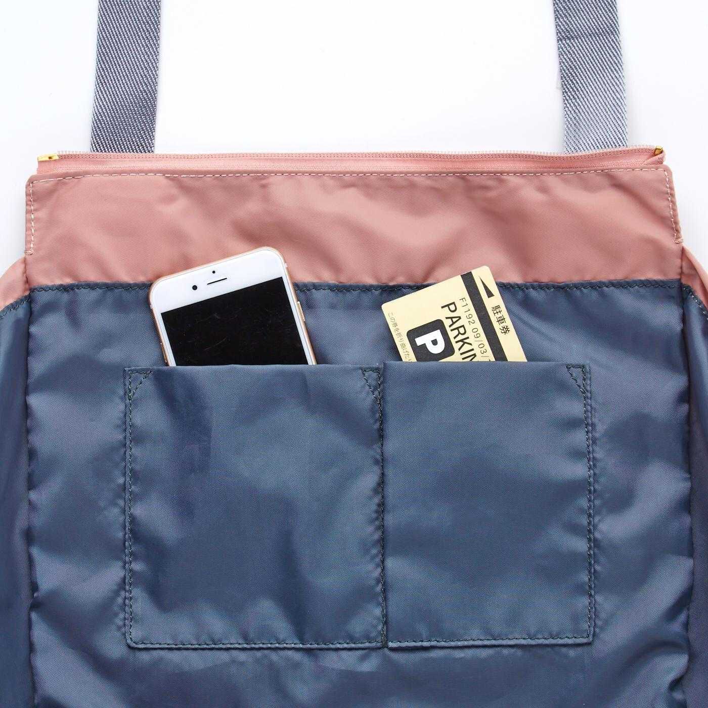 realstock [リアルストック]（Express BOX）|ラミプリュス　大量買いもらくらく！　レジカゴリュック〈ブライトカラー〉|[内側]貼り付けポケット。