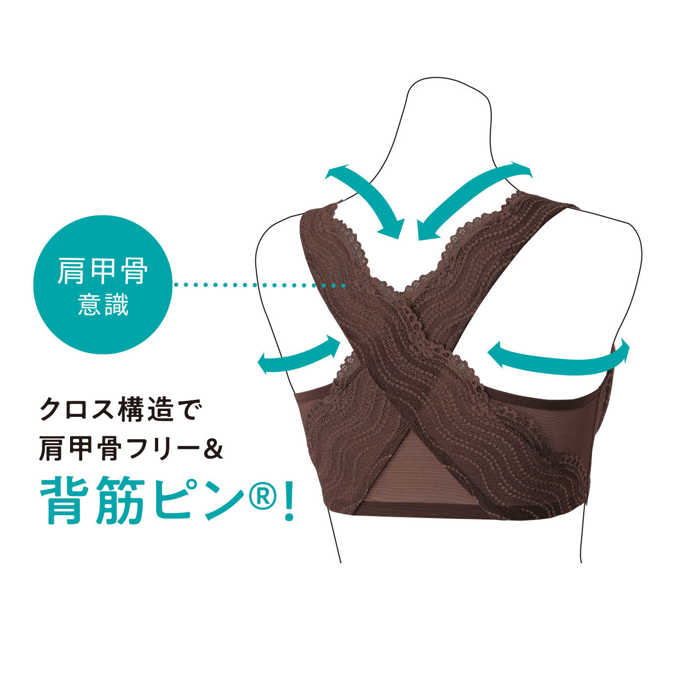 realstock [リアルストック]（Express BOX）|肩甲骨をらくらく意識で背筋ピン！ ヨガ気分ブラ〈レース/ベーシックカラー〉〈ブラウン〉