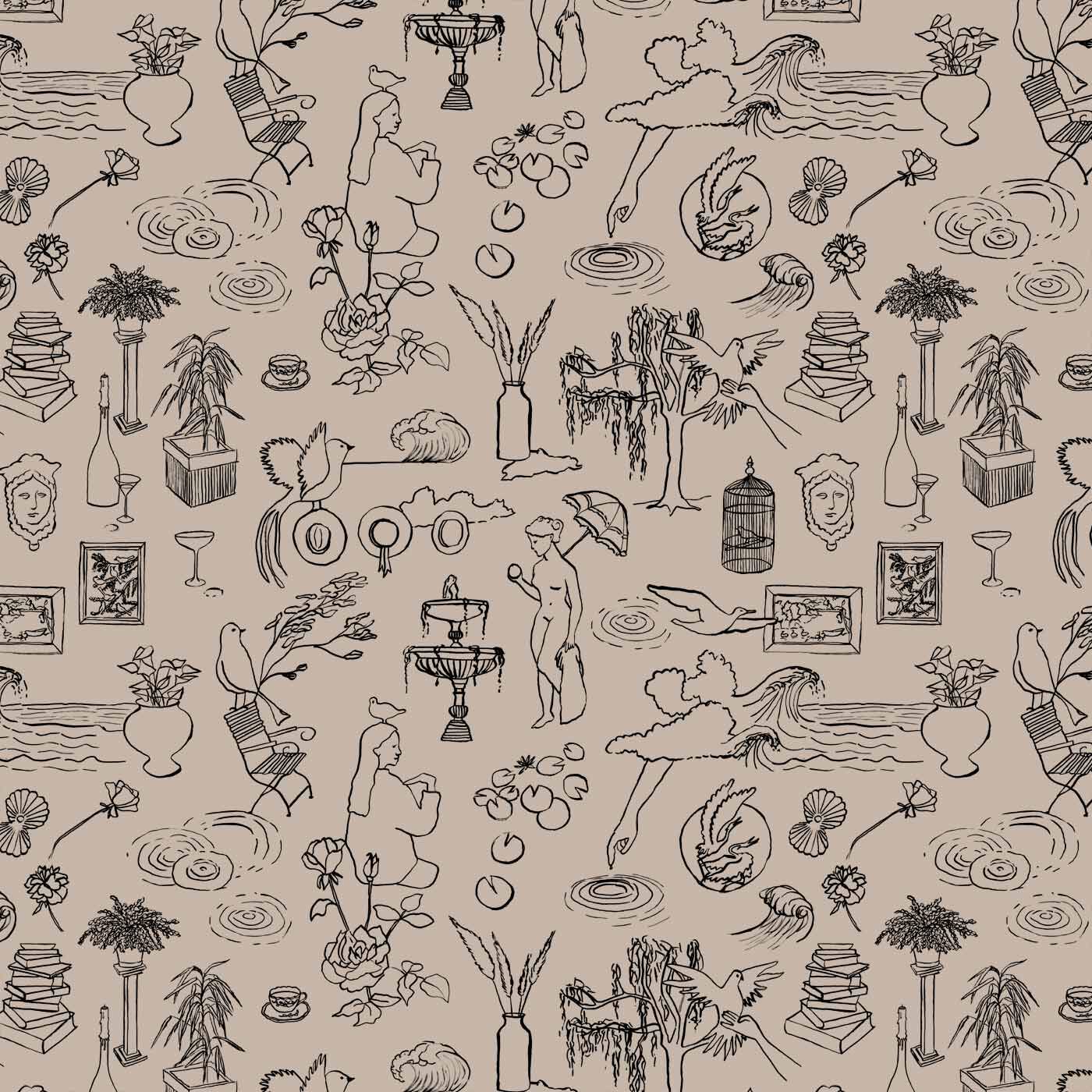 realstock [リアルストック]（Express BOX）|サーナ ヤ オッリ　しぼってサイズや形が変えられる　片面はっ水のリバーシブルスズランUVハット|【Mindscapes　マインドスケープス】私たちの故郷、築107年経った家から着想し、その美しさ、思い出、想像力を駆使しながらディテールを抽出、パターン柄を描きました。このアイデアは「意味のある存在を見つけるために、遠くまで移動する必要はない」ということを私たちに気づかせてくれました。