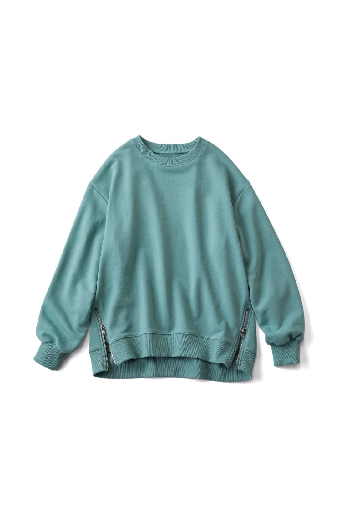 realstock [リアルストック]（Express BOX）|リブ イン コンフォート　Ｌｉｖｅ　Ｌｏｖｅ　ＣｏｔｔｏｎⓇプロジェクト　大人っぽく着られる　すそファスナースウェットトップス 〈ピーコック〉|ピーコック