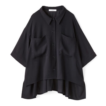 Real Stock | シアーハーフスリーブシャツ〈ブラック〉ＩＥ