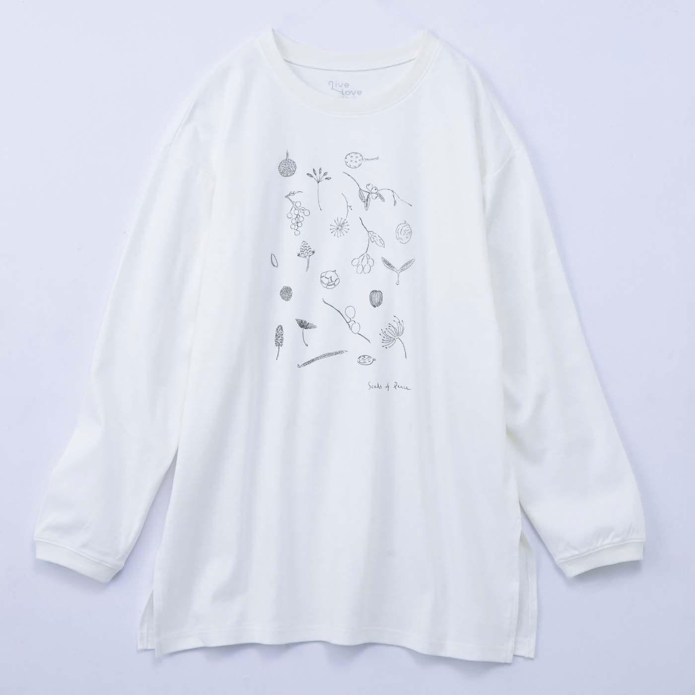 Live love cottonプロジェクト el:ment×Yuko Yamamoto 平和が実る瞬間 内側ふんわりやわらか心地オーガニックコットンの ロングTトップス 〈記憶の中にある種〉｜Tシャツ・カットソー｜トップス｜レディースファッション｜レディースファッション・雑貨のアウトレット通販 ...