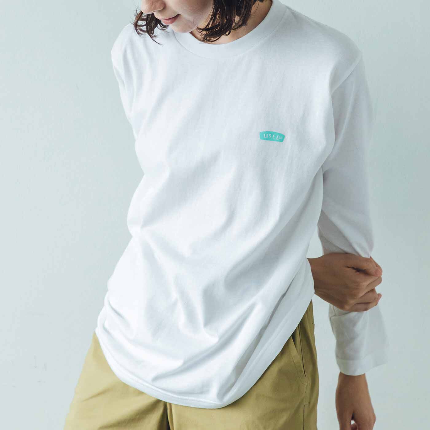 Real Stock|USEDo×CHALKBOY　ボーイッシュ長袖Ｔシャツ〈ホワイト〉|身長167cm、2サイズ着用