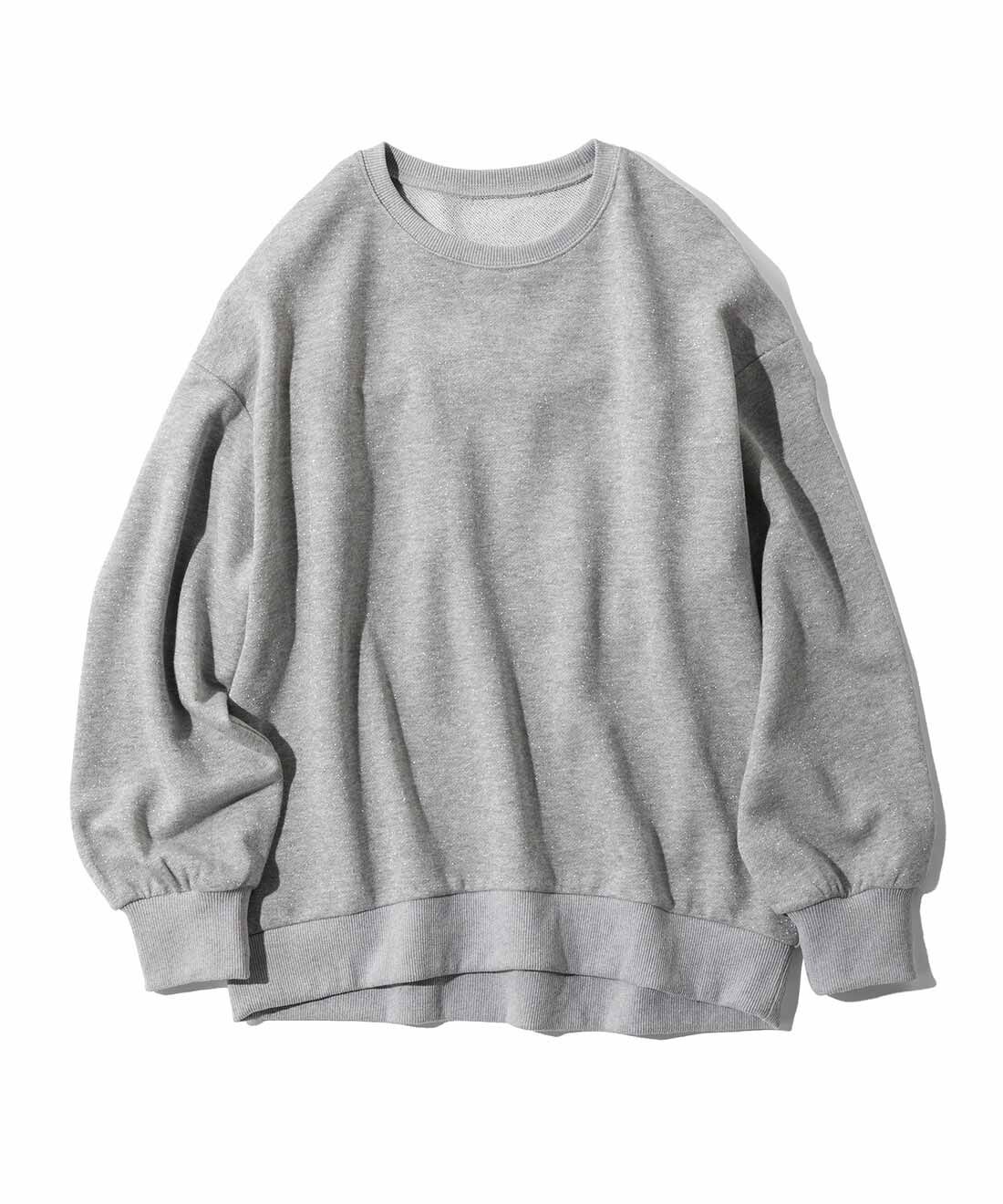 realstock [リアルストック]（Express BOX）|【3～10日でお届け】リブ イン コンフォート バックスタイルに技あり！ 華やかなラメトレーナー〈グレー〉|グレー