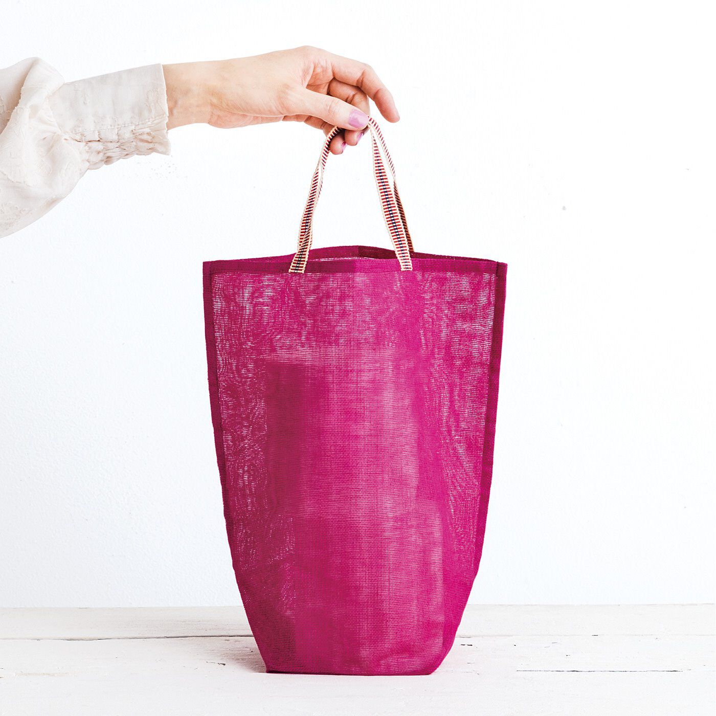 realstock [リアルストック]（Express BOX）|奈良生まれ！　蚊帳生地で作った持ち手付き袋〈牡丹（ぼたん）〉|トイレットペーパーの目隠しにも。