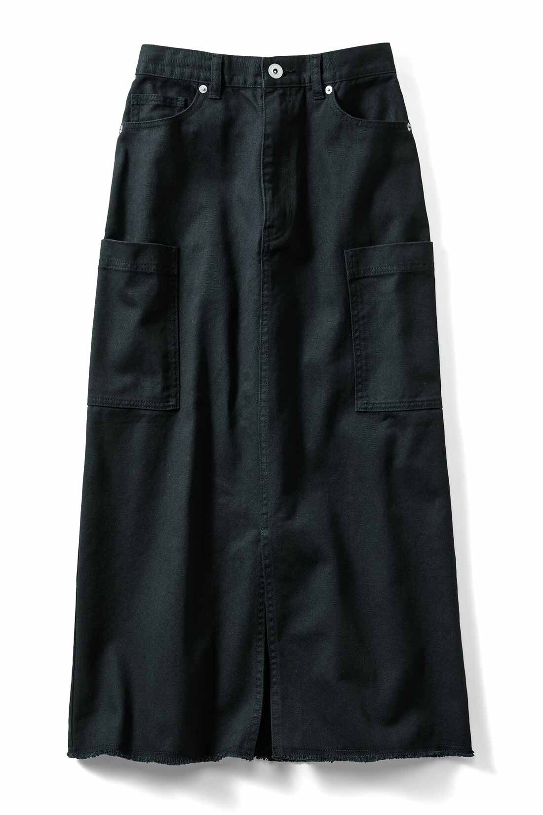 Real Stock|IEDIT[イディット]　かっこいいのにどこか女っぽい こだわりを詰め込んだIラインカーゴスカート〈ブラック〉|〈ブラック〉