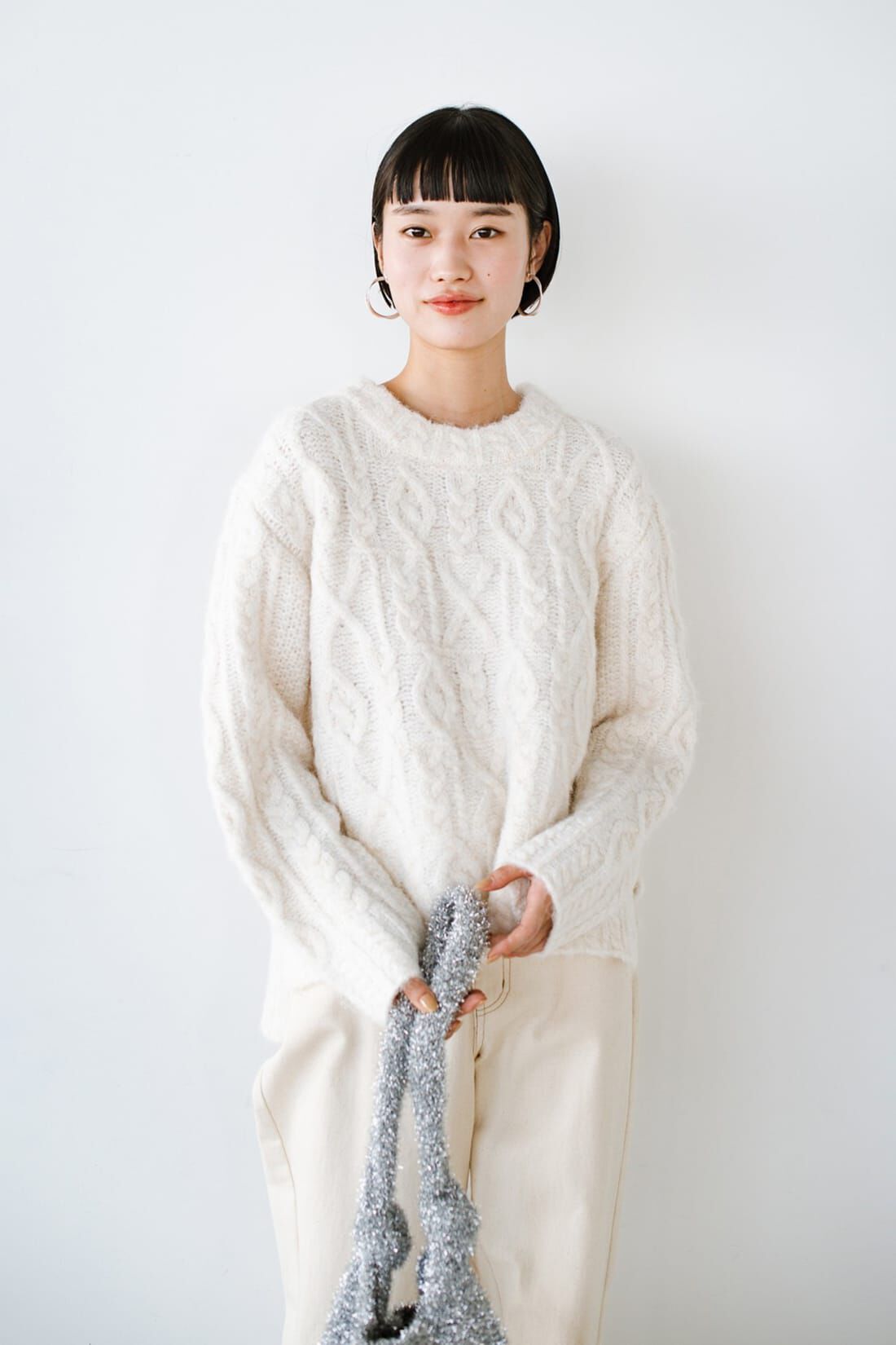 Real Stock|ＡＮＮＡ ＬＵＮＡ ケーブル柄プルオーバー〈オフホワイト〉