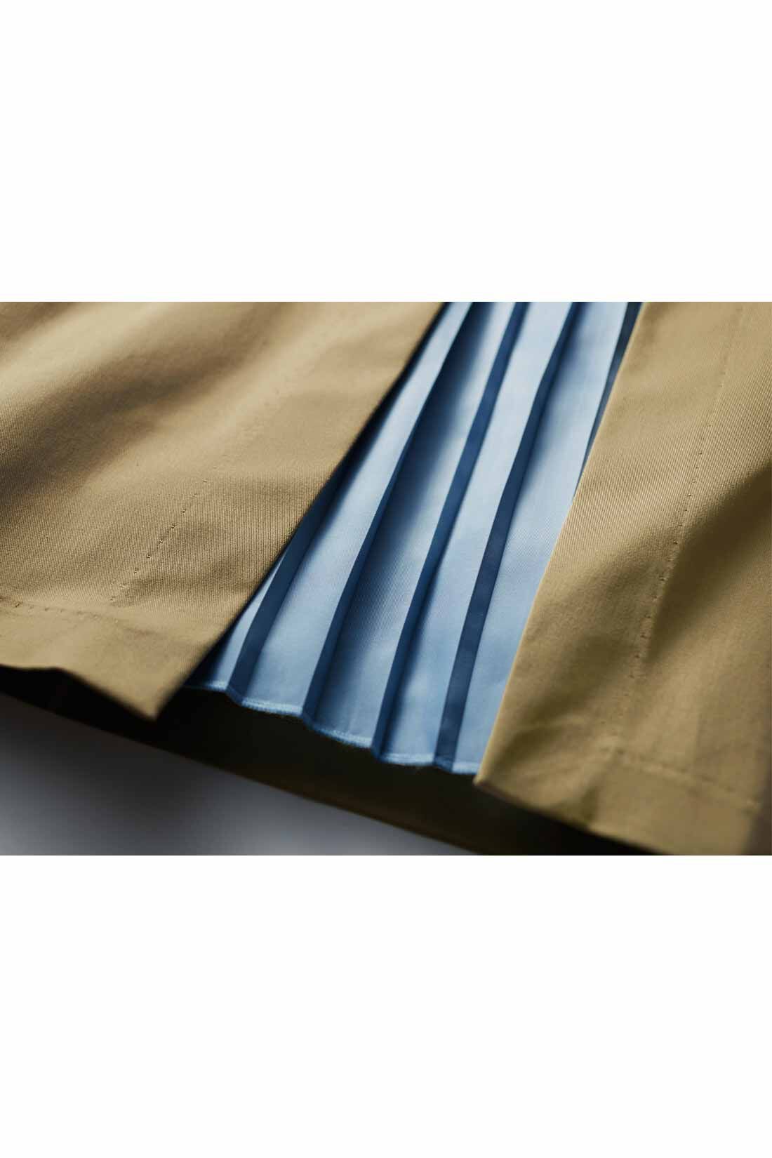Real Stock|IEDIT[イディット]　プリーツ切り替えスカート〈ベージュ〉|スカート本体はさらりと快適な肌ざわりの綿混素材。