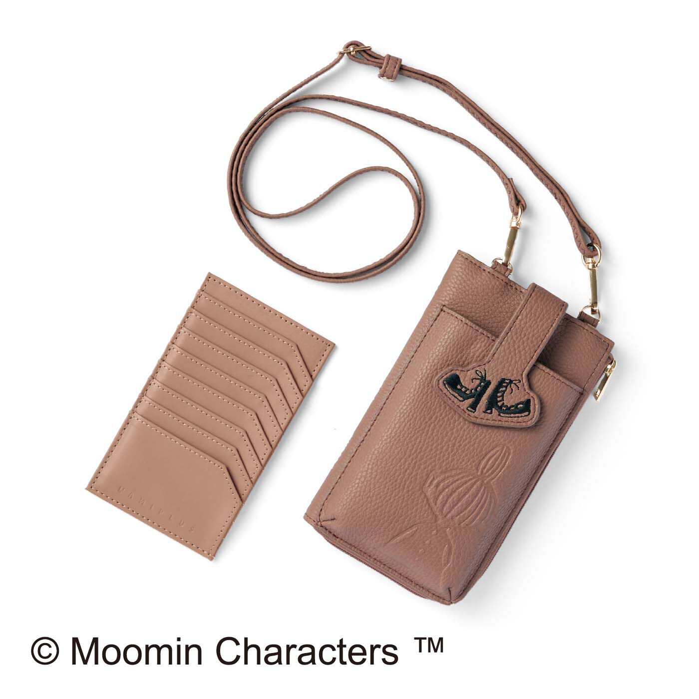 Real Stock|MOOMIN×ラミプリュス　クロスボディーウォレット〈リトルミイ〉|スリムなお財布兼スマホケースと、カードケースのセット。