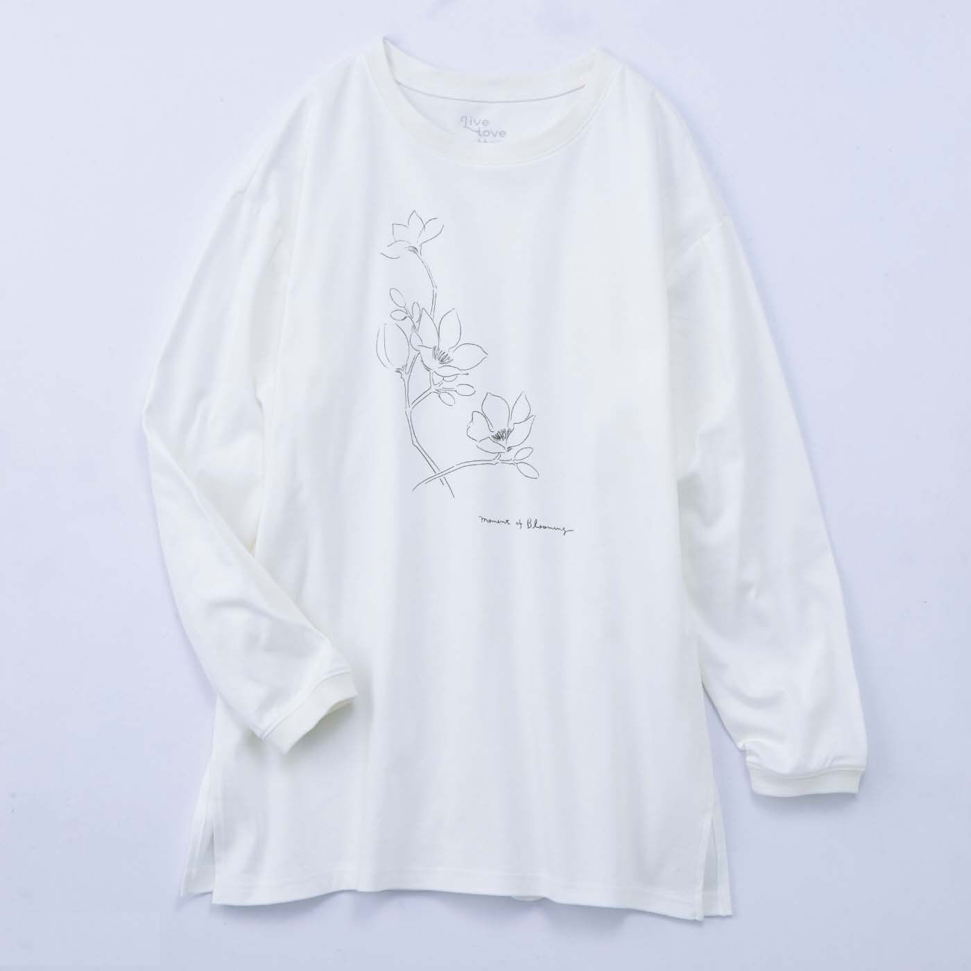 Live love cottonプロジェクト el:ment×Yuko Yamamoto 平和が実る瞬間 内側ふんわりやわらか心地オーガニックコットンの ロングTトップス〈木蓮〉｜Tシャツ・カットソー｜トップス｜レディースファッション｜レディースファッション・雑貨のアウトレット通販｜Real Stock