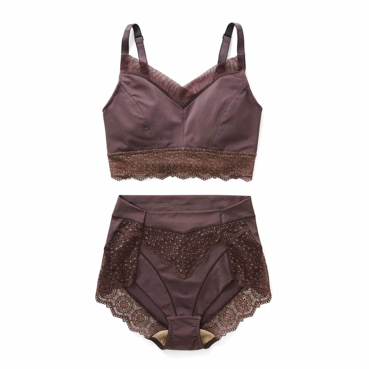 realstock [リアルストック]（Express BOX）|ボリュームおさえて フラットブラ＆ショーツ〈3L～6L/スーパー〉〈brown〉|〈brown〉