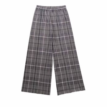 Real Stock | Ｌ＋らくらくきちんと見せチェック柄プリーツパンツ
