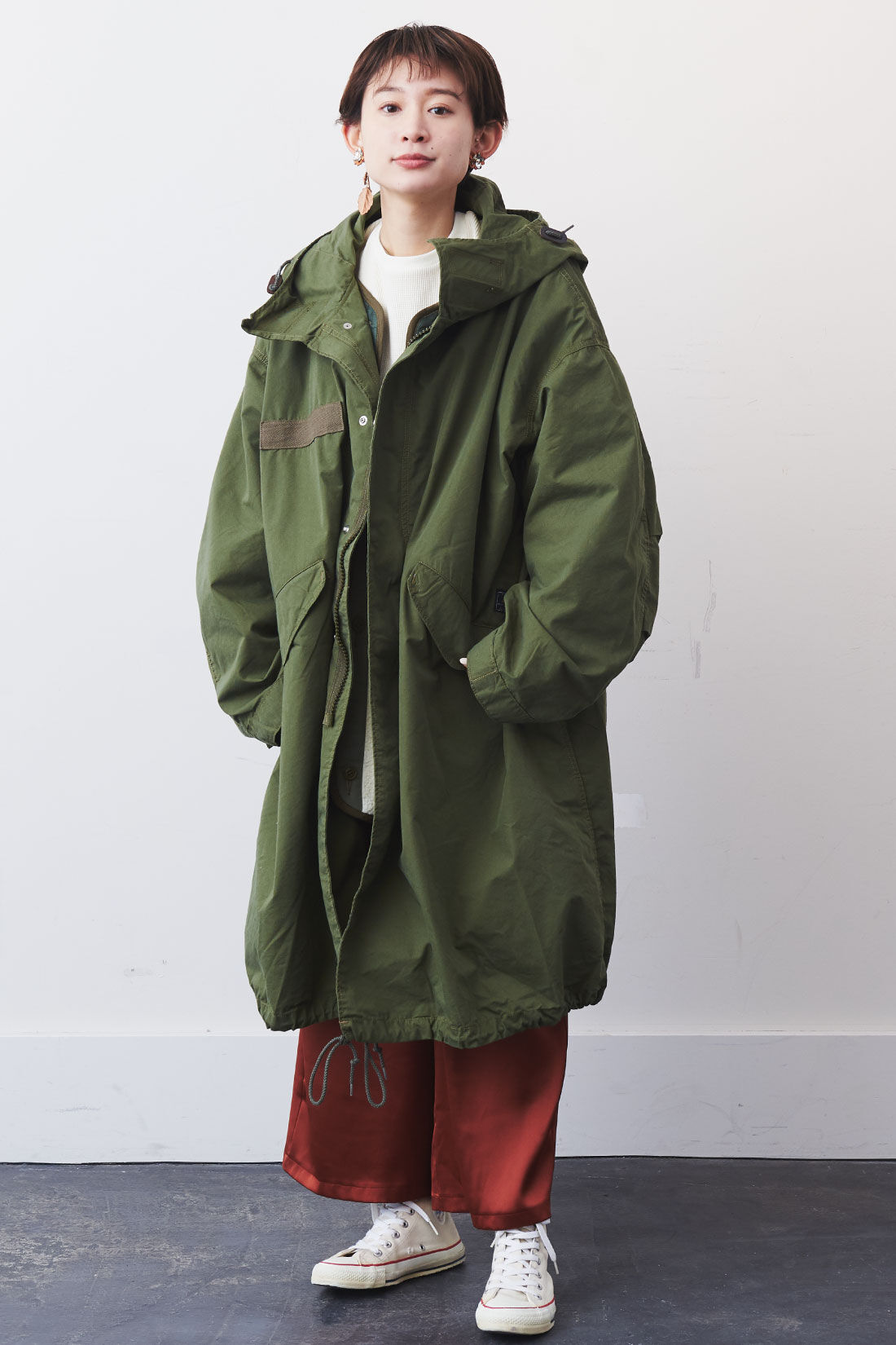 Real Stock|MEDE19F 〈SELECT〉 Lee MILITARY FISHTAIL PARKA〈KHAKI〉|モデル身長：164cm　着用サイズ：M