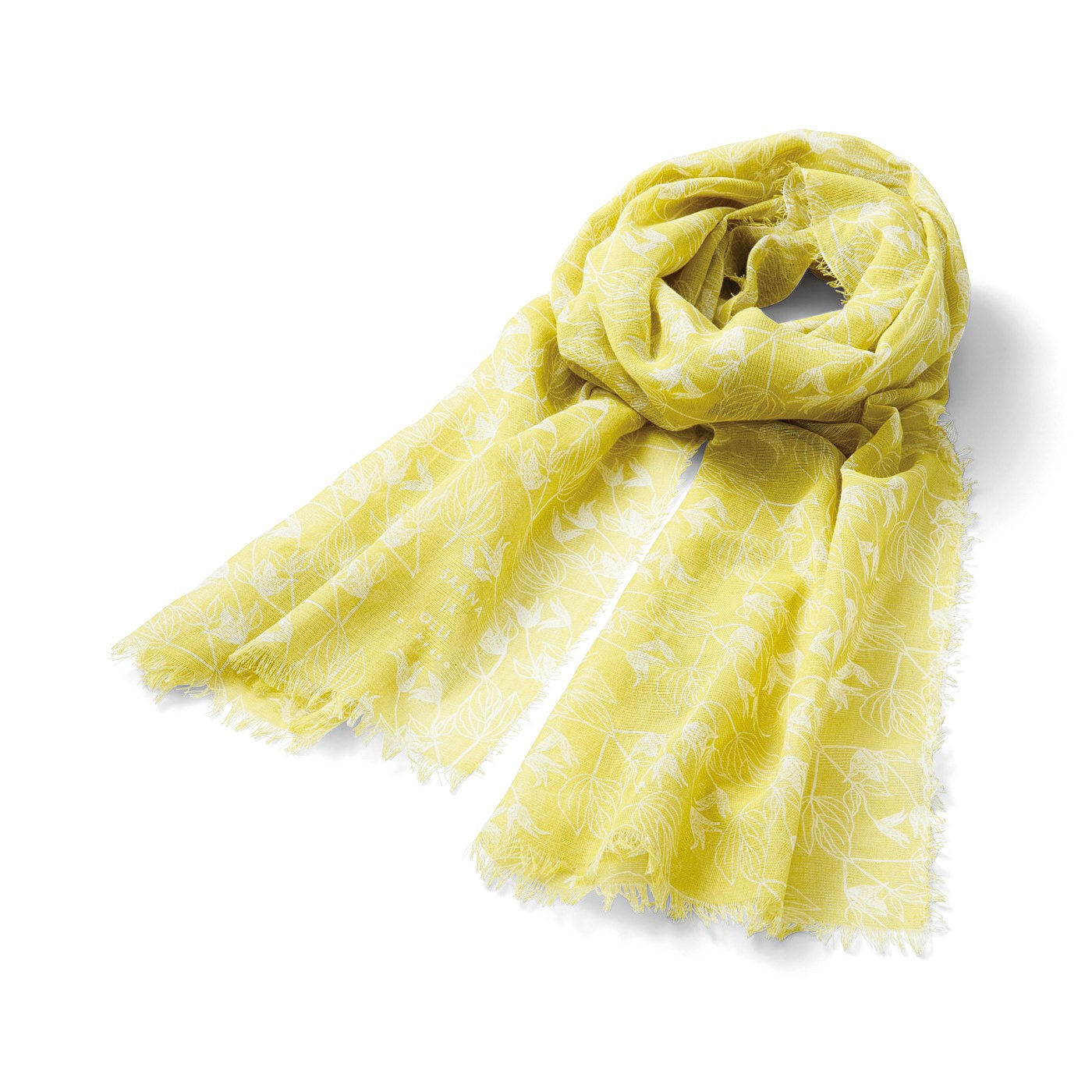 Real Stock|サーナ ヤ オッリ　シャトル織機で丁寧に織り上げた　甘織りガーゼが空気のように軽い　コットン100％のストール|2：Flowers〈シトロンイエロー〉