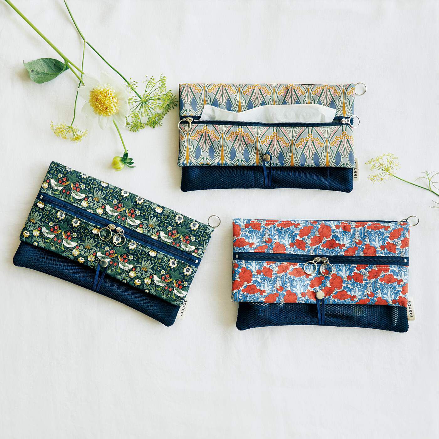 Squee! リバティプリント 小さなポケット付き メッシュポーチ｜Real