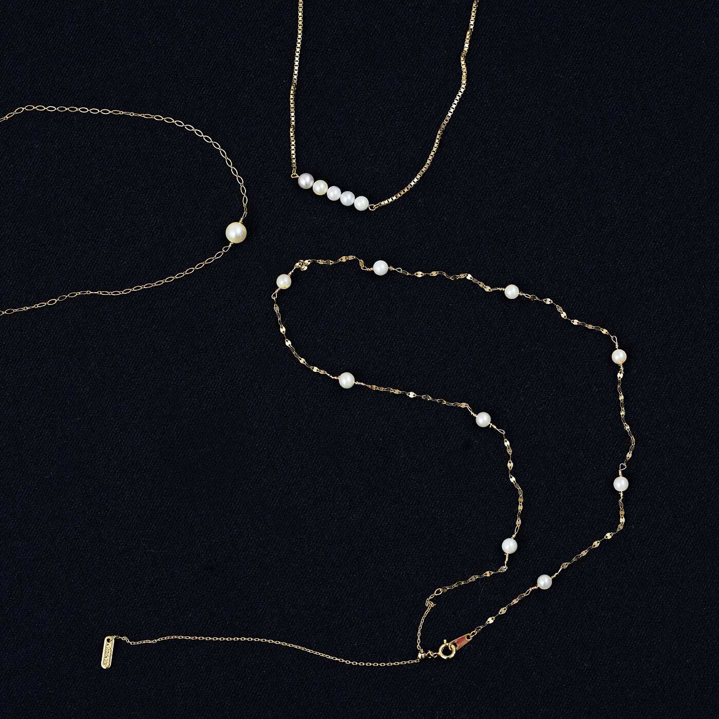 Real Stock|el:ment　工房に眠っていたアコヤバロック真珠の　長さを調節できる22金メッキネックレス