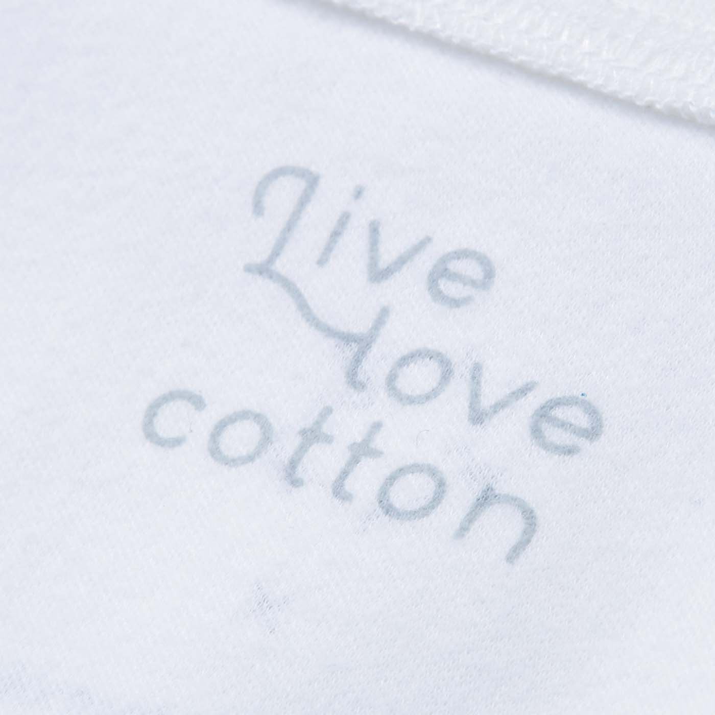 Real Stock|Live love cottonプロジェクト　el:ment×Yuko Yamamoto　平和が実る瞬間 内側ふんわりやわらか心地オーガニックコットンのロングTトップス 〈記憶の中にある種〉|背面内側には、Live love cottonのロゴ入り。