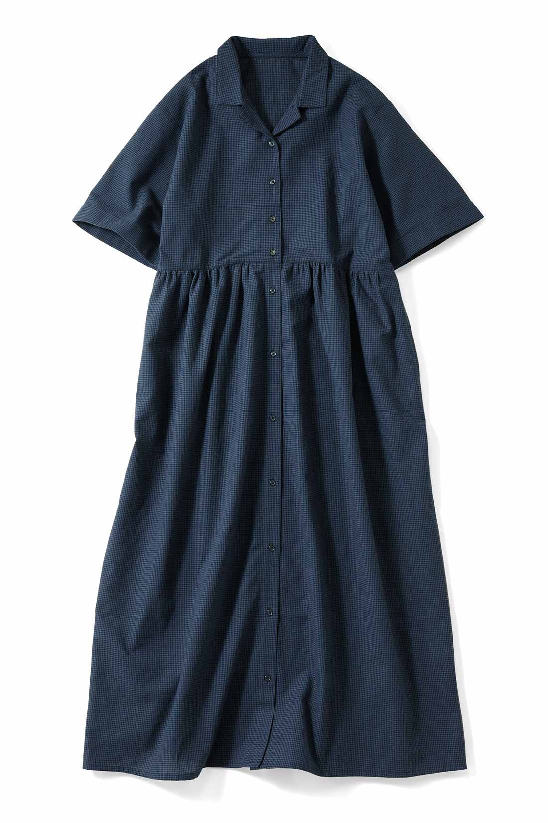 realstock [リアルストック]（Express BOX）|【3～10日でお届け】リブ イン コンフォート 人気スタイリスト 石上 美津江さんとつくった 麻混上品ワンピース〈ブルーチェック〉