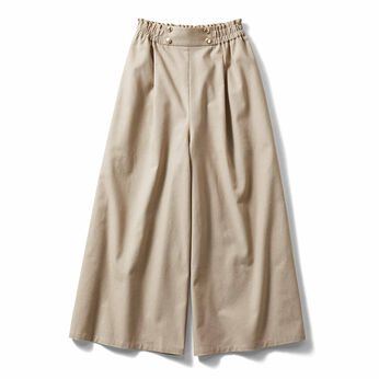Real Stock | 上品麻混ガウチョパンツ〈ＢＥ〉リブイン