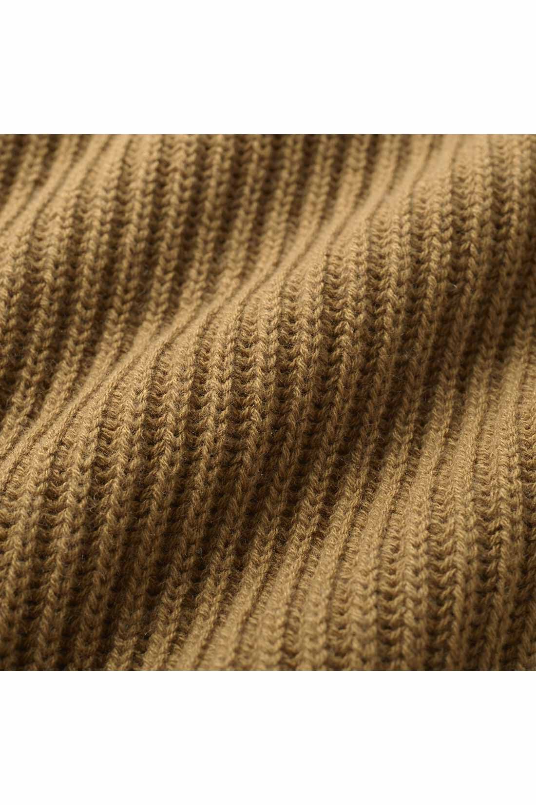 Real Stock|THREE FIFTY STANDARD　畦（あぜ）編みのざっくりニットセーター〈ネイビー〉|ざっくり感がかわいい畦（あぜ）編みでふんわりとした着心地。　※お届けするカラーとは異なります。