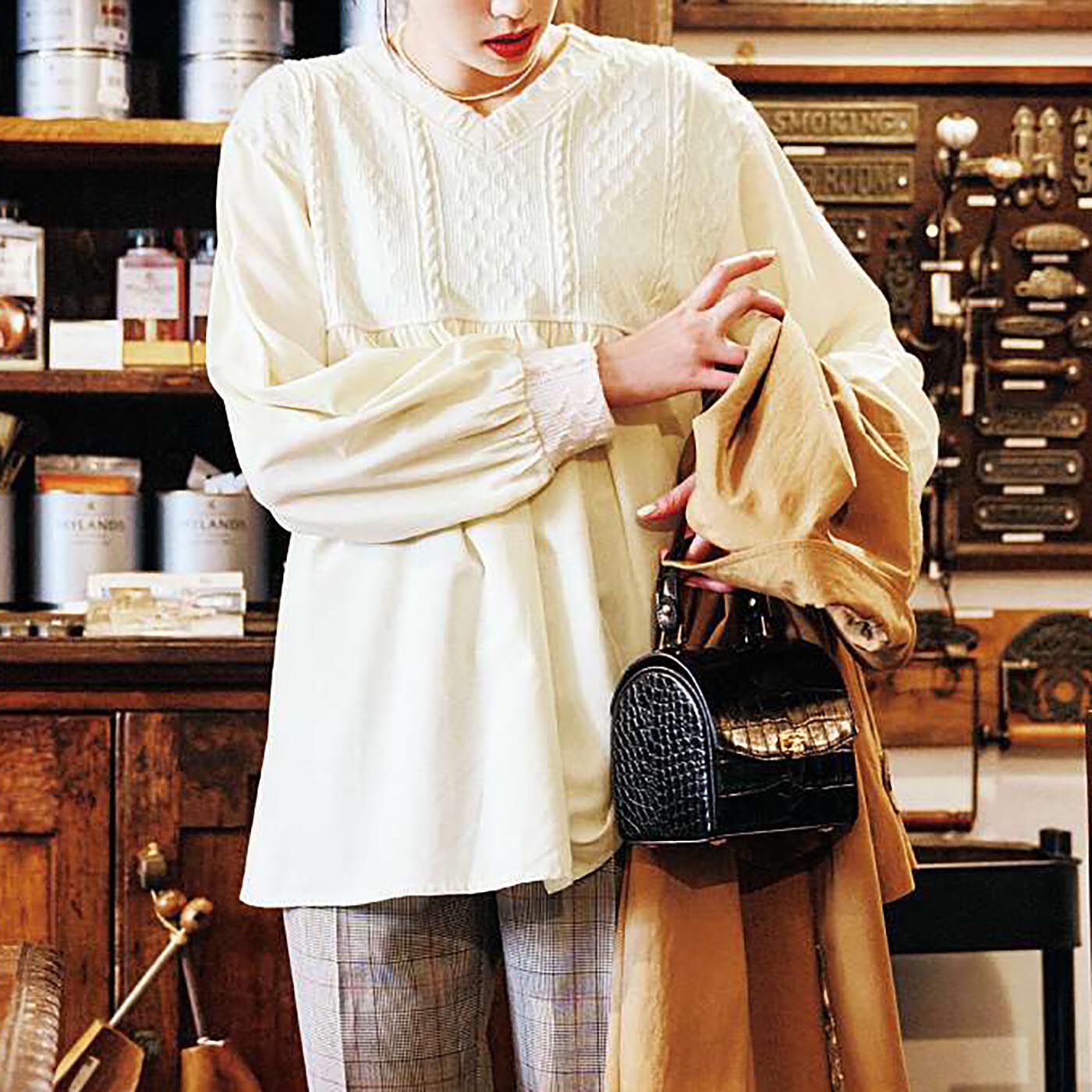 リブ イン コンフォート ジャカードカットソー×マットな落ち感素材の