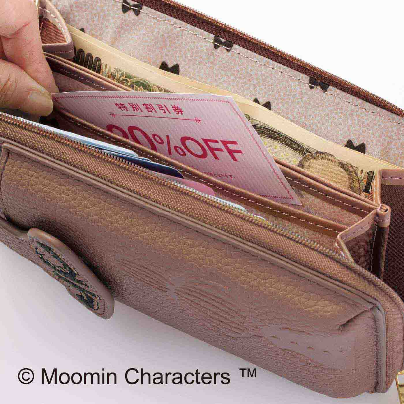 Real Stock|MOOMIN×ラミプリュス　クロスボディーウォレット〈リトルミイ〉|側面ポケットには、レシートやクーポン、小物が入れられます。