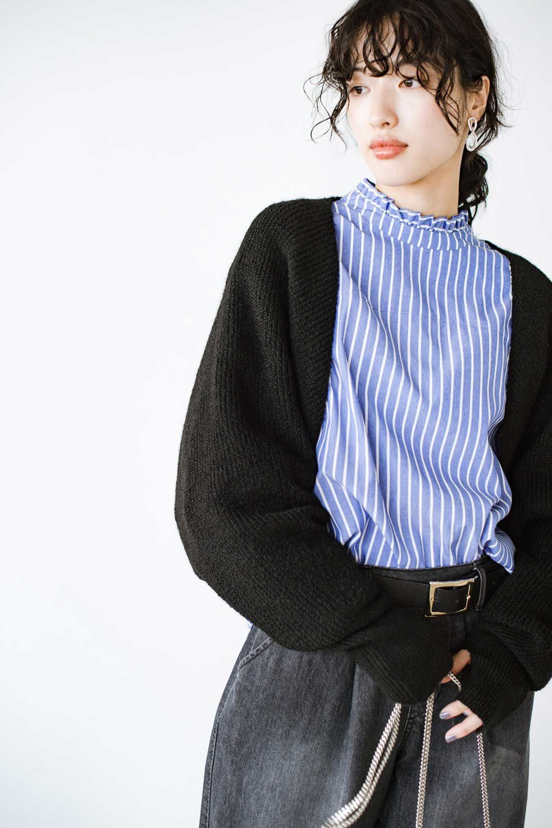 realstock [リアルストック]（Express BOX）|ｈａｃｏ！ 季節の変化を楽しむ「愛服」 シャツもブラウスもニットもやさしく包むアームボレロ〈ブラック〉