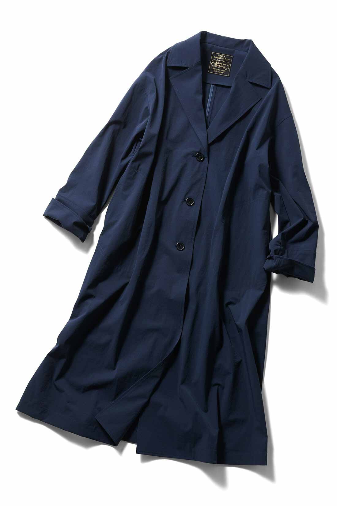 Real Stock|リブ イン コンフォート まるで着ていないような伸び軽ロングコート〈ネイビー〉