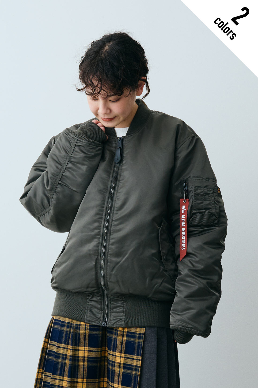Real Stock|MEDE19F 〈SELECT〉【Alpha Industries】プリントライニング2WAY MA-1|2.オリーブ