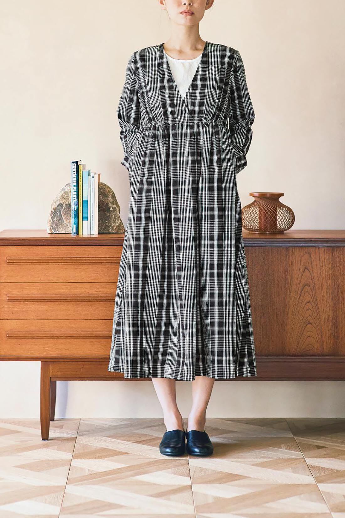 realstock [リアルストック]（Express BOX）|ａｎｄ　ｍｙｅｒａ　カシュクールのようなチェックワンピース