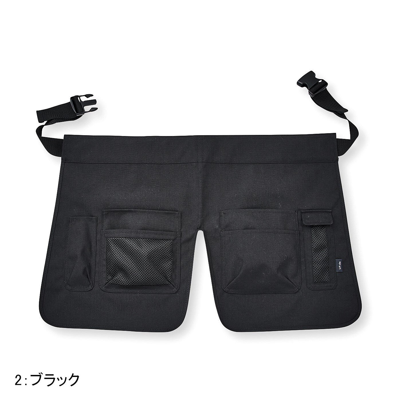 realstock [リアルストック]（Express BOX）|UP.de　着られるバッグ（TM） 付けポケットいっぱい 脚さばきのよいはっ水ショートエプロン|〈ブラック〉