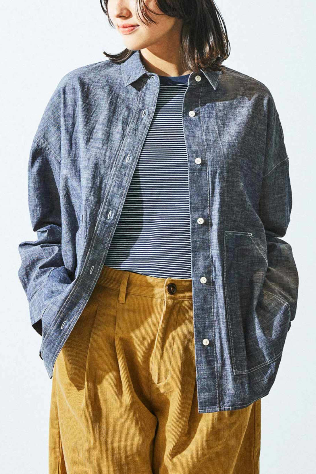 Real Stock|THREE FIFTY STANDARD　シャンブレーのシャツジャケット