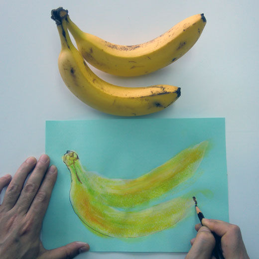 Real Stock|脳がめざめるお絵かきプログラム　オイルパステル編用　画材セット８「バナナを描く」