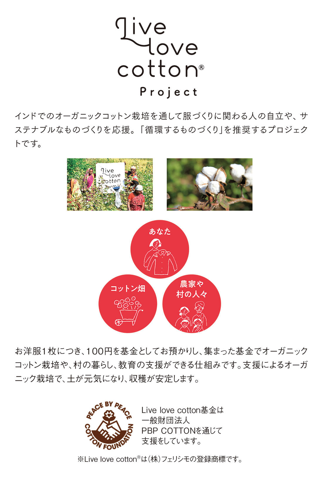 realstock [リアルストック]（Express BOX）|リブ イン コンフォート　Live love cotton project　お花を紡いで笑顔がつながる　象さん刺しゅうのトートバッグ