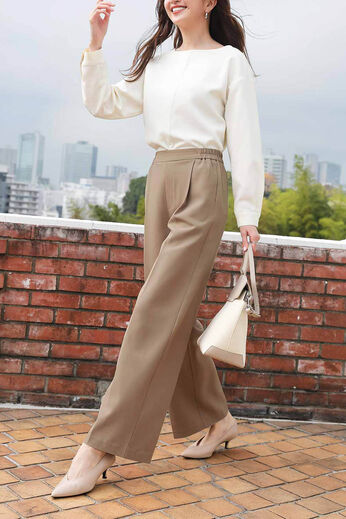Real Stock | 大人のセミワイドパンツ〈ベージュ〉ＩＥ