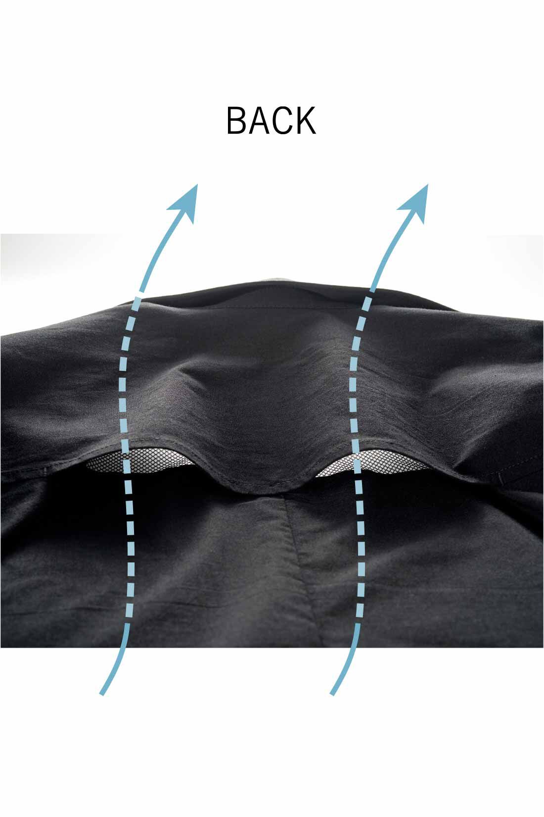 Real Stock|IEDIT[イディット] UVカット・吸汗速乾・接触冷感がうれしい エアノビライト涼やか メンズジャケット〈ブラック〉|背中の隠れメッシュ構造で、熱気を逃がして涼しさキープ。