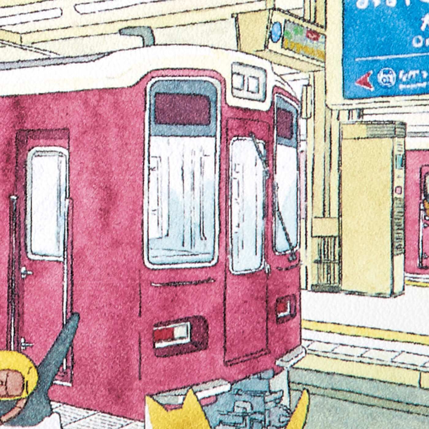 Real Stock|阪急電鉄×猫部　沿線風景を楽しむパスケース|繊細に描かれたイラスト。