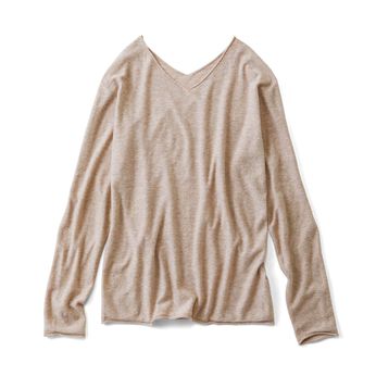 Real Stock | Ｐ長袖ＶネックニットＢＲリブイン