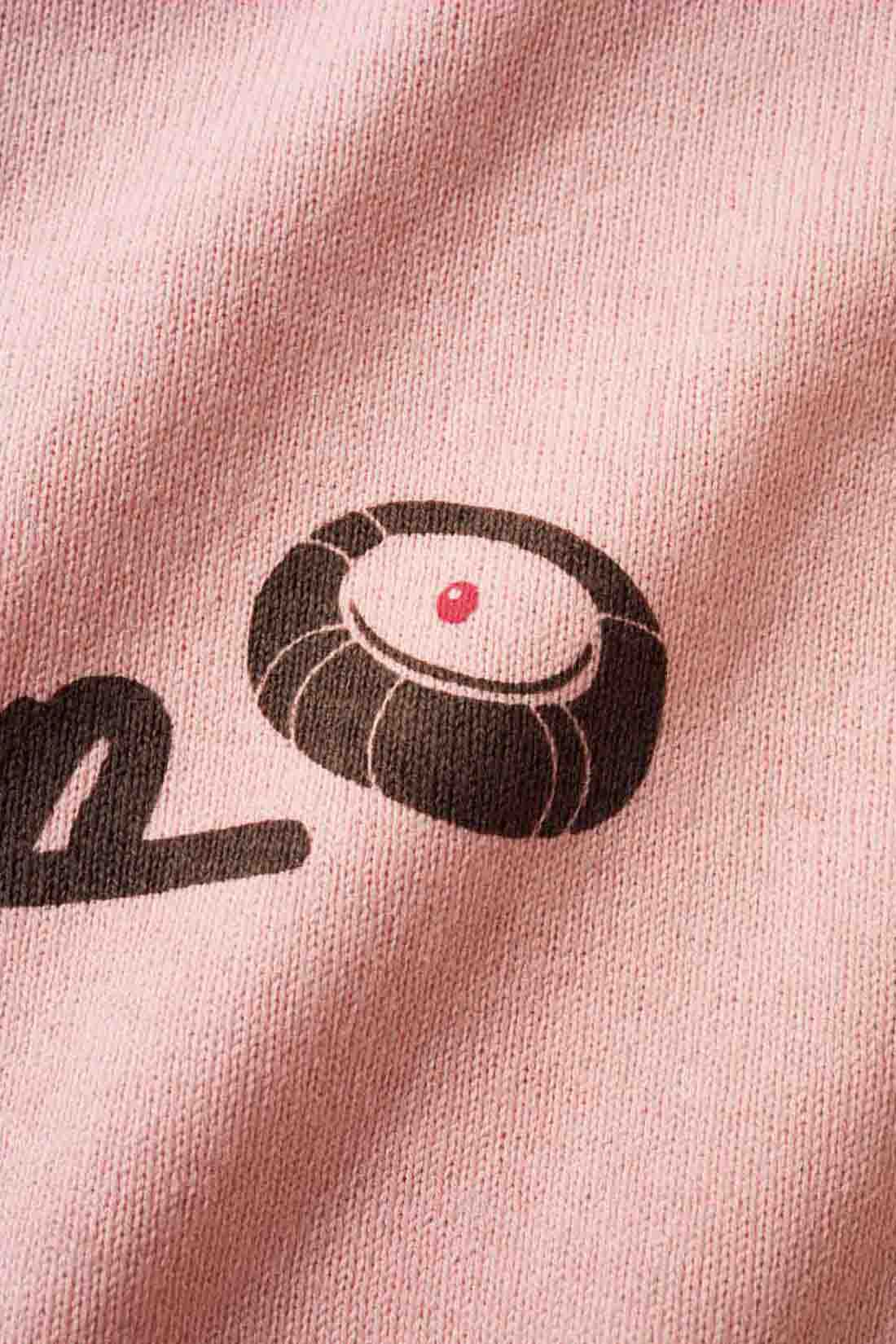 Real Stock|Live love cottonプロジェクト リブ イン コンフォート神戸のベーカリーハラダのパンさんとつくったオーガニックコットンのレトロかわいいTシャツ〈ベビーピンク〉|バックプリントには定番商品 「シャーベットクリーム」 のイラストも。