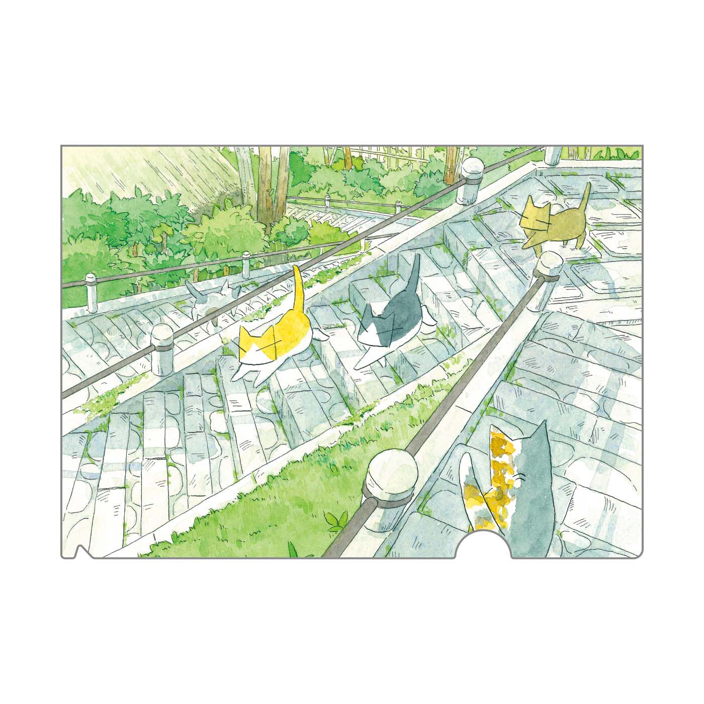 realstock [リアルストック]（Express BOX）|日本画家 久保 智昭さんとつくった　猫と歩く懐かしの旅路クリアファイルセット|9：つづら折りの階段