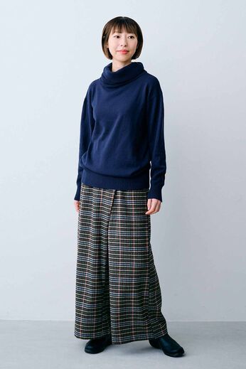 Real Stock | チェック柄ワイドパンツ〈ブラウン〉ＩＥ