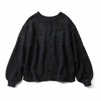 Real Stock | 透かし編みニットカーデ〈ＢＫ〉リブイン