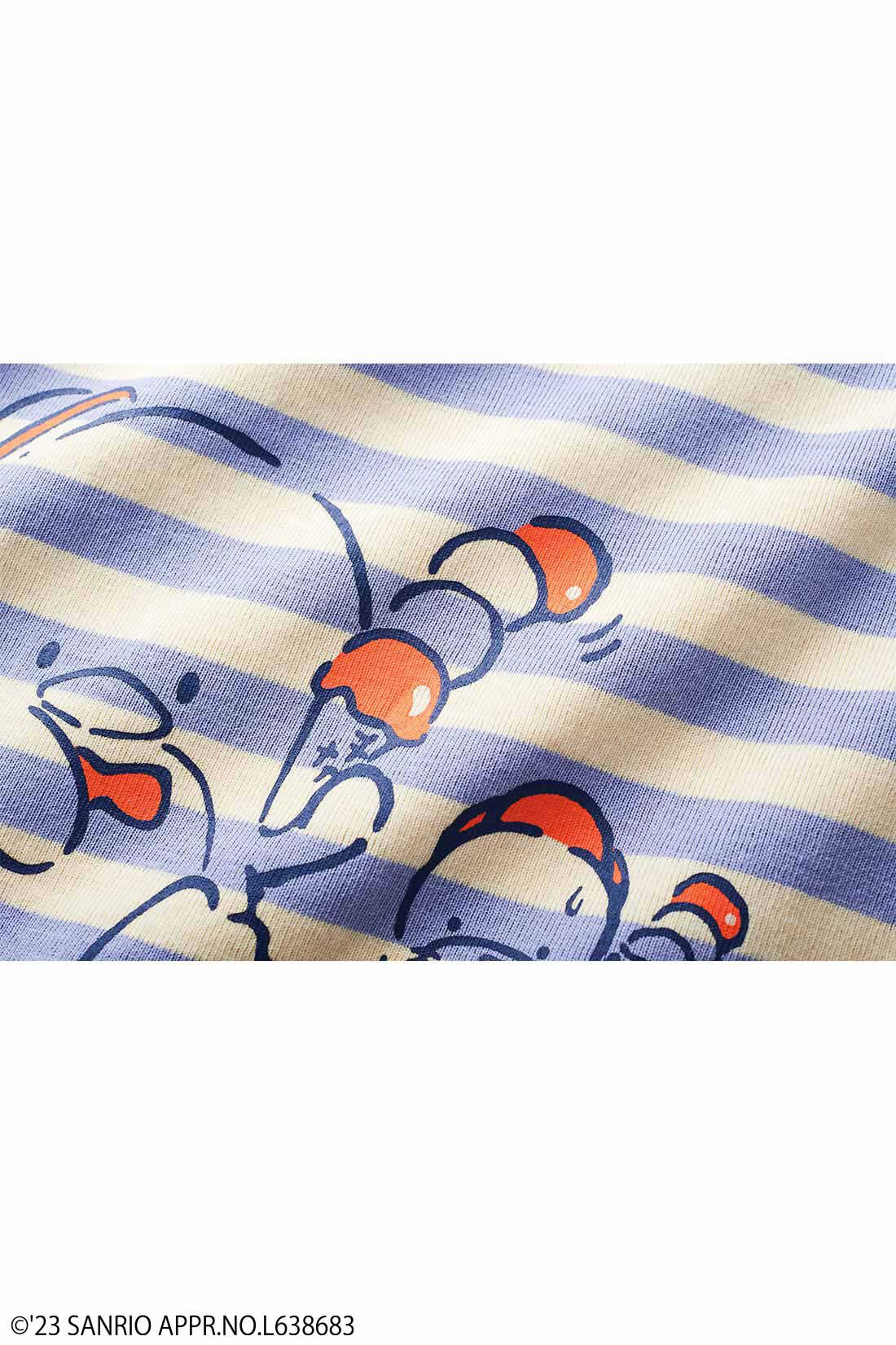 Real Stock|サンリオキャラクターコラボ　カラーボーダーのチュニックトップス〈パティ＆ジミー〉|大人っぽい線画がボーダーとマッチ！ ※お届けするデザインとは異なります。