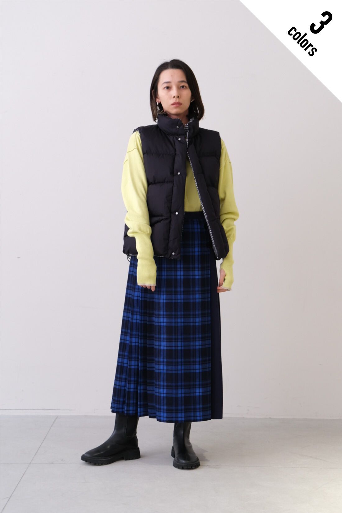 realstock [リアルストック]（Express BOX）|MEDE19F 〈SELECT〉　【GERRY】 REVERSIBLE VEST|3 black×glen check　モデル身長：168cm