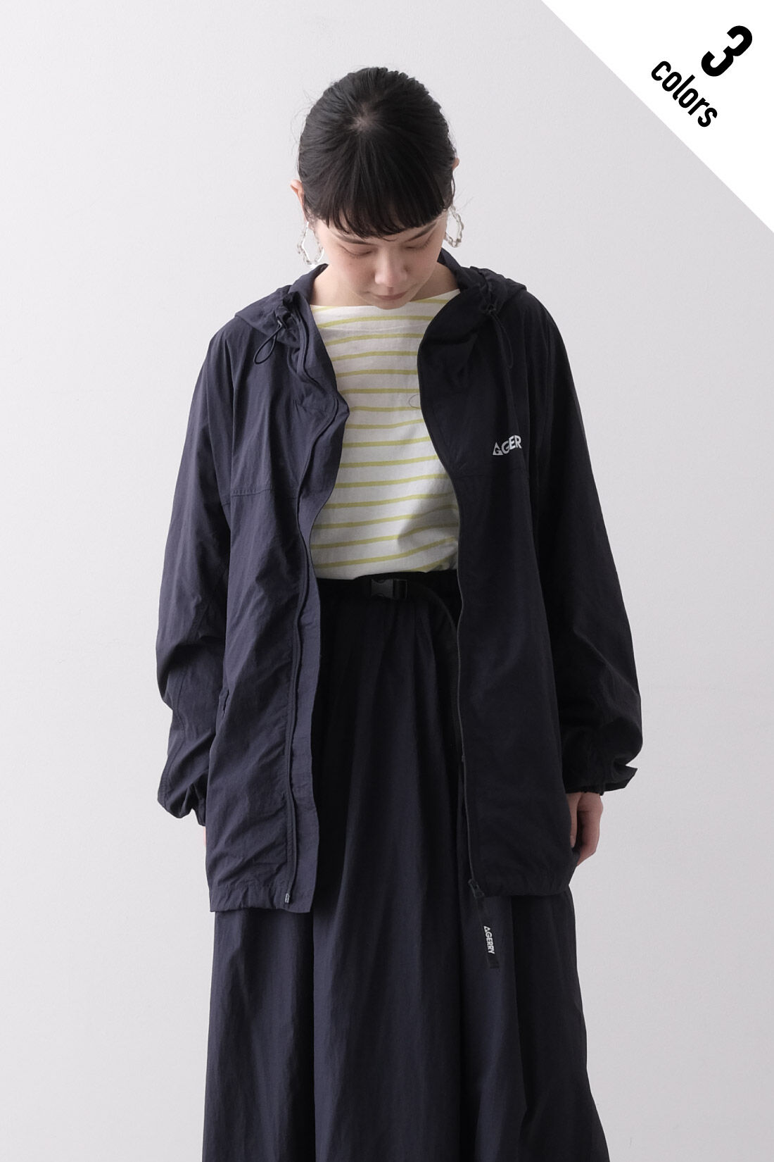 Real Stock|MEDE19F 〈SELECT〉 GERRY PACKABLE JACKET|3：ダークネイビー　モデル身長：157cm