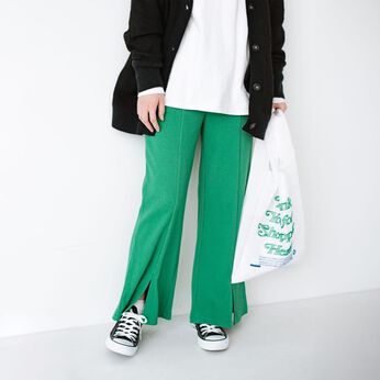 Real Stock | スリット入りカットソーパンツ〈グリーン〉